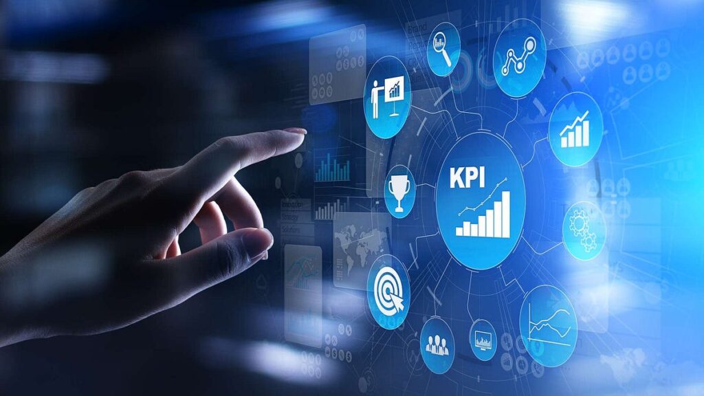 Restaurant owner using a digital dashboard to track marketing KPIs by channel