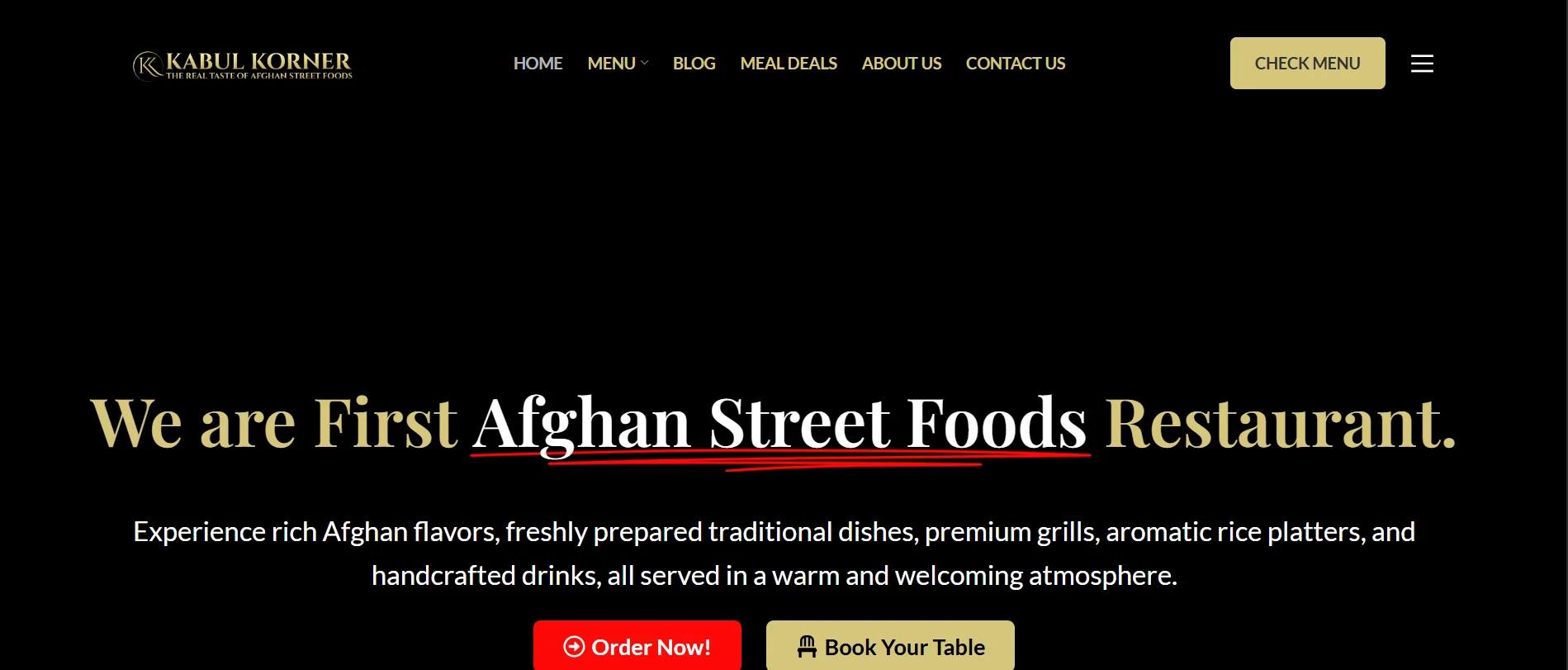 Kabul korner website desige by spark digital