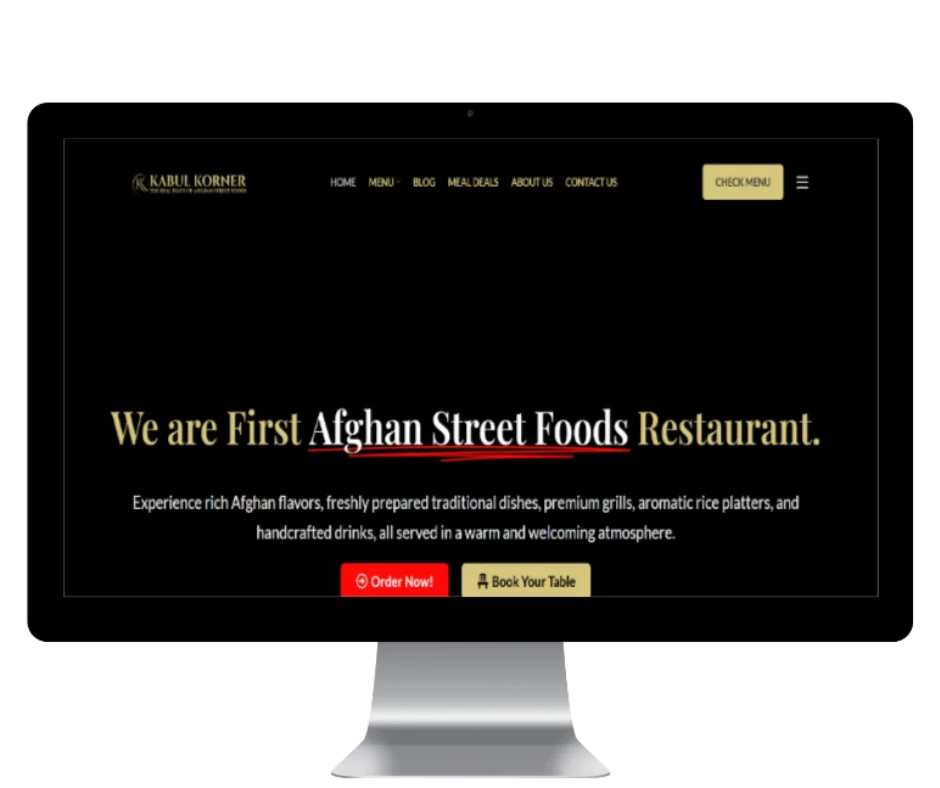 Kabul Corner website desige by spark digital